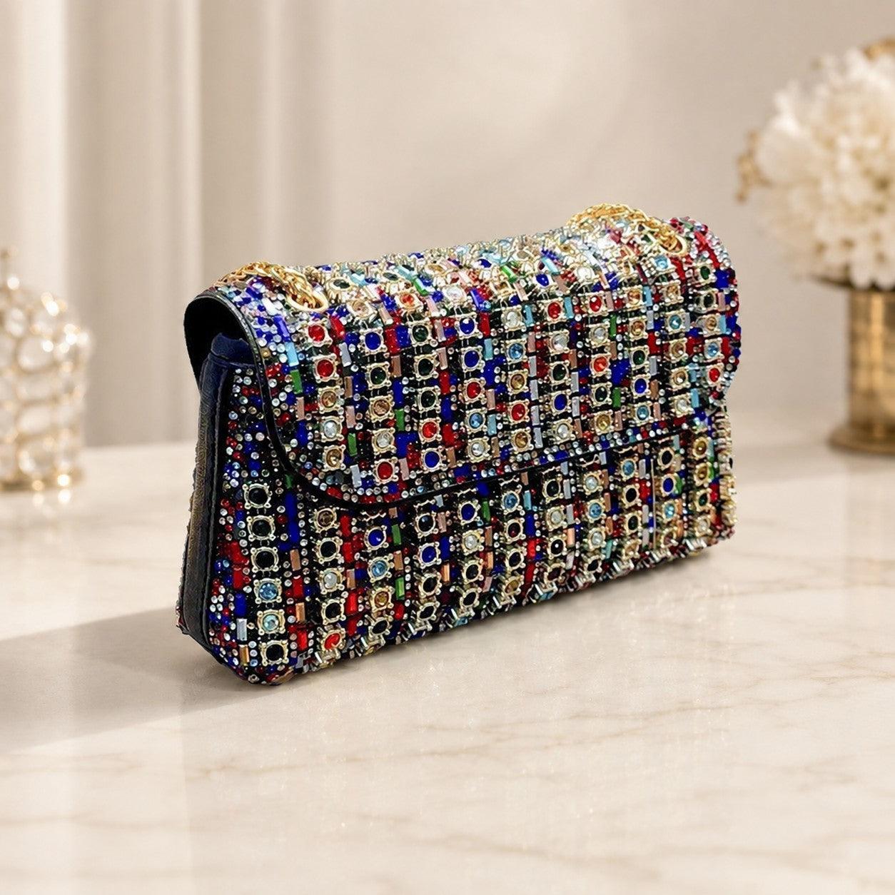 Vintage underarm bag Stylish rhinestone small bag Shoulder Bag Crossbody dinner bag 777753447631 - COCOMELODY